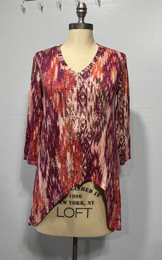 Attitudes by Renee Regular Global Illusions Casknit Tunic Womens XXSP Multicolor